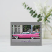 Pink Vintag Cadillac Postkarte (Stehend Vorderseite)