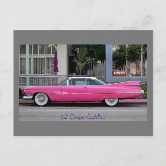 Pink Vintag Cadillac Postkarte (Vorderseite)
