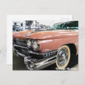 Pink Vintag Cadillac Postkarte (Vorne/Hinten)