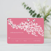 Pink Vintag Cherry Blossom Chickadee Wedding RSVP (Stehend Vorderseite)