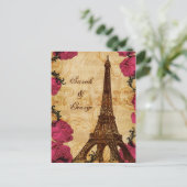 Pink Vintag eiffel turm Paris vielen Dank Postkarte (Stehend Vorderseite)