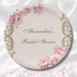 Pink Vintag Floral Rokoko Peony Brautparty Pappteller
