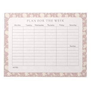 Pink Vintag Floral Weekly Planer Tearaway Notizblock