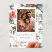 Pink Vintag Floral Weihnachten Postkarte mit Foto (Vorderseite)