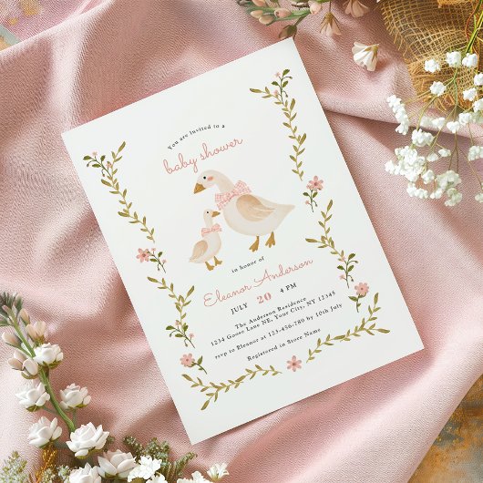 Pink Vintag Girl Baby Dusche Einladung