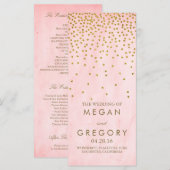 Pink Vintag Gold Confetti Hochzeitsprogramme Programm (Vorne/Hinten)