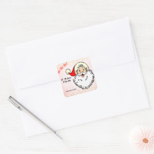 Pink Vintag Jolly Santa Lächeln Weihnachten Quadratischer Aufkleber