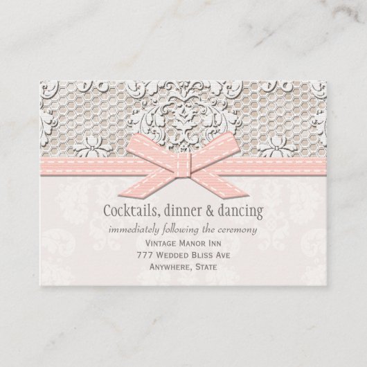 PInk Vintag Lace Wedding Reception Enclosure Card Begleitkarte (Vorderseite)