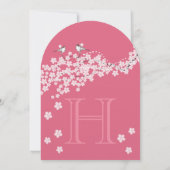 Pink Vintag Love Bird Cherry Blossom Einladung (Rückseite)