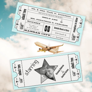 Pink Vintag Modern Typografy Ticket Wedding Einladung