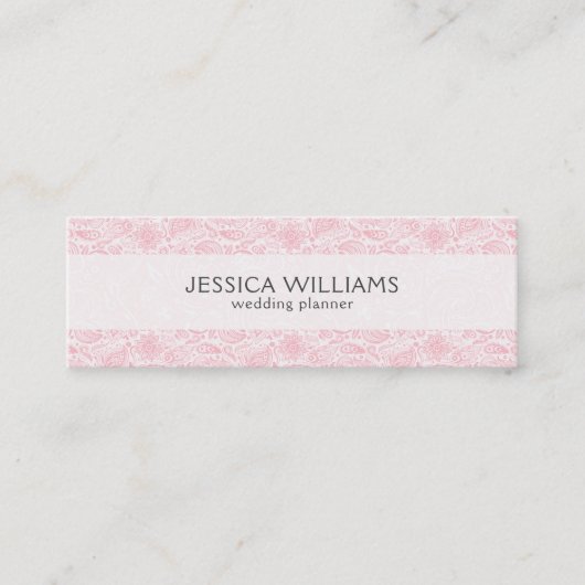 Pink Vintag Paisley Lace Wedding Planner Mini Visitenkarte (Vorderseite)