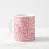 Pink, Vintag Paisley Monogramm Kaffeetasse (Vorderseite Links)