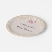 Pink Vintag Peony Rokoko Blume Kinderdusche Pappteller (Schrägansicht)