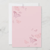 Pink Vintag Pram Stroller Baby Girl Dusche Einladung (Rückseite)