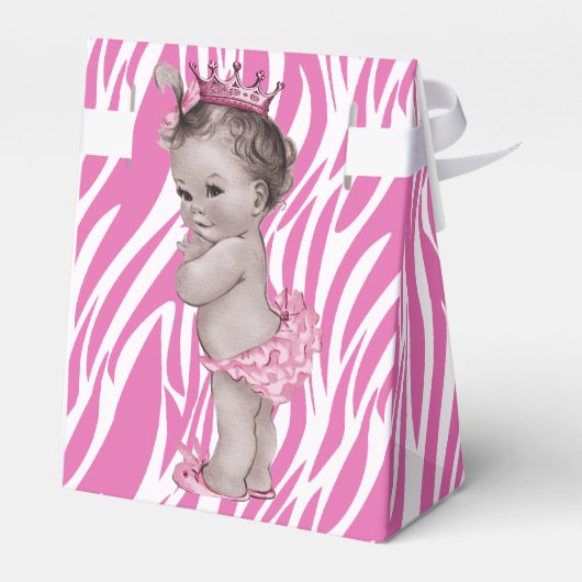 Pink Vintag Princess Baby Dusche Zebra Muster Geschenkschachtel (Rückseite)