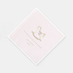 Pink Vintag Rocking Horse Cowgirl Babydusche Serviette