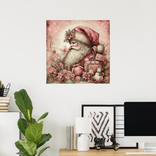 Pink Vintag Santa Poster (Heimbüro)
