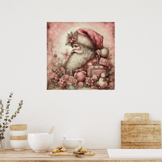 Pink Vintag Santa Poster (Küche)
