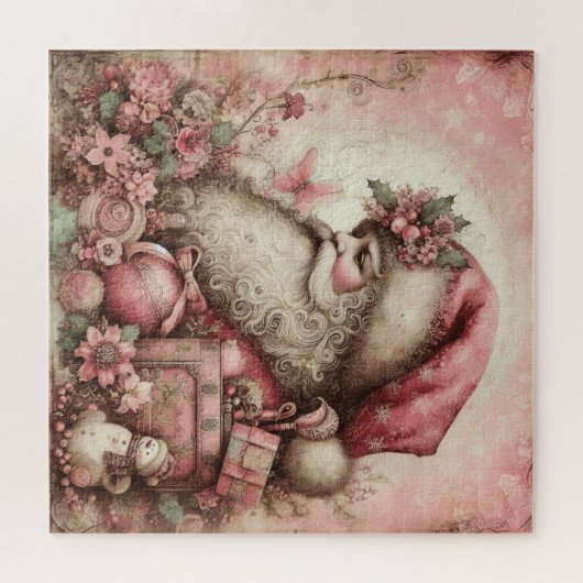 Pink Vintag Santa Puzzle (Horizontal)