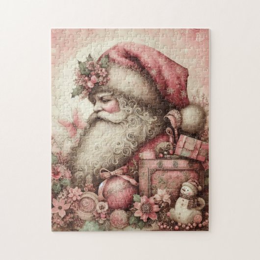 Pink Vintag Santa Puzzle (Vertikal)