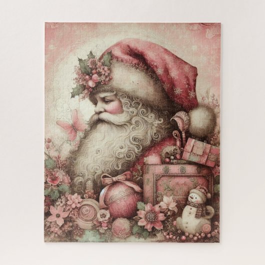 Pink Vintag Santa Puzzle (Vertikal)