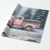 Pink Vintag Truck Weihnachtsbaum Decoupage Geschenkpapier (Ungerollt)