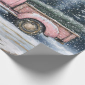 Pink Vintag Truck Weihnachtsbaum Decoupage Geschenkpapier (Ecke)