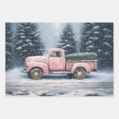 Pink Vintag Truck Weihnachtsbaum Decoupage Geschenkpapier Set (Vorderseite 2)