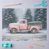 Pink Vintag Truck Weihnachtsbaum Decoupage Seidenpapier (Basteln)