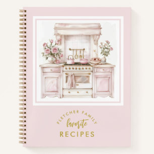 Pink Vintag Watercolor Küche Familienrezepte Notizblock