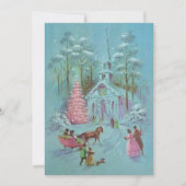 Pink Vintag Winter Weihnachtskirche Feiertagskarte (Vorderseite)