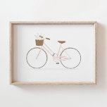 Pink Vintage Bike  Poster<br><div class="desc">This illustrated bicycle print is beautiful and affordable way to decorate your nursery,  kids room,  or any wall that needs a bit of love!</div>