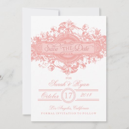 PINK VINTAGE BLUME SAVE THE DATE (Vorderseite)