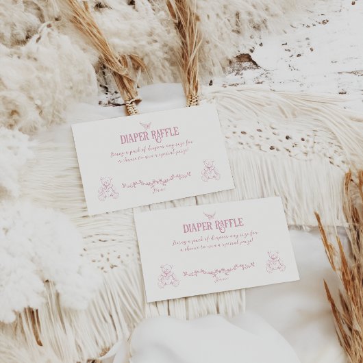 Pink Vintage Blumengarnitur Babydusche Windeln Begleitkarte