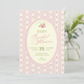 Pink vintage bridal shower einladung (Stehend Vorderseite)