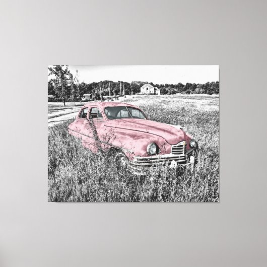 Pink Vintage Car Leinwanddruck (Vorderseite)