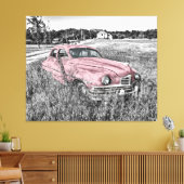 Pink Vintage Car Leinwanddruck (Insitu (Wohnzimmer))