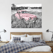 Pink Vintage Car Leinwanddruck (Insitu (Schlafzimmer))