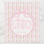 Pink Vintage Fancy Floral Baby Shower Favors Weinetikett (Einzelnes Label)