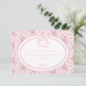 Pink Vintage Fancy Floral Details Card Invite Begleitkarte (Stehend Vorderseite)