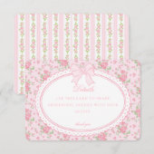 Pink Vintage Fancy Floral Details Card Invite Begleitkarte (Vorne/Hinten)