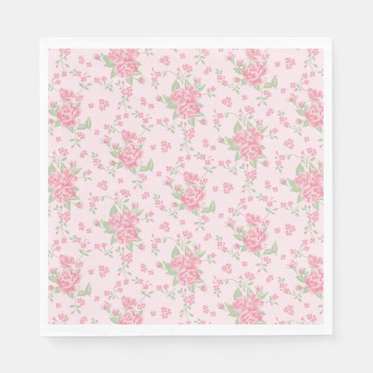 Pink Vintage Fancy Floral Party Dessert Serviette (Vorderseite)