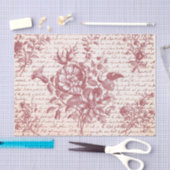 Pink Vintage Floral and Script Seidenpapier (Handwerk)