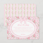 Pink Vintage Floral Books for Baby Invite Insert (Vorne/Hinten)
