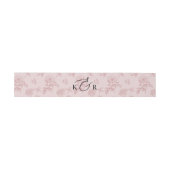 Pink Vintage Floral Modern Monogram Wedding Einladungsbanderole (Flach)