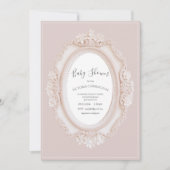 Pink Vintage Frame Baby Shower Einladung (Vorderseite)