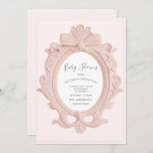 Pink Vintage Frame Baby Shower Einladung (Vorne/Hinten)
