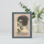 Pink Vintage Frau Postkarte (Stehend Vorderseite)