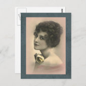 Pink Vintage Frau Postkarte (Vorne/Hinten)