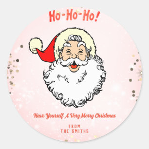 Pink Vintage Froher Santa Weihnachten Runder Aufkleber